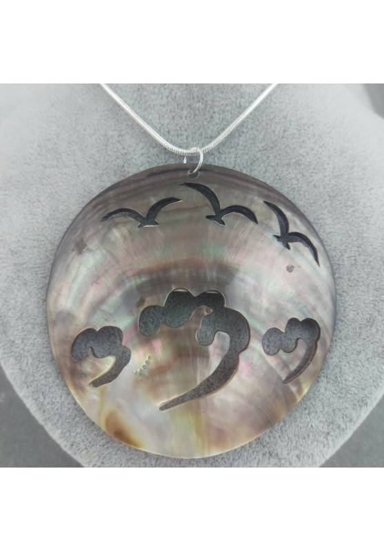 Mother of Pearl Pendant SUNSET - CANCER Crystal Healing Charm Natural Sea-1