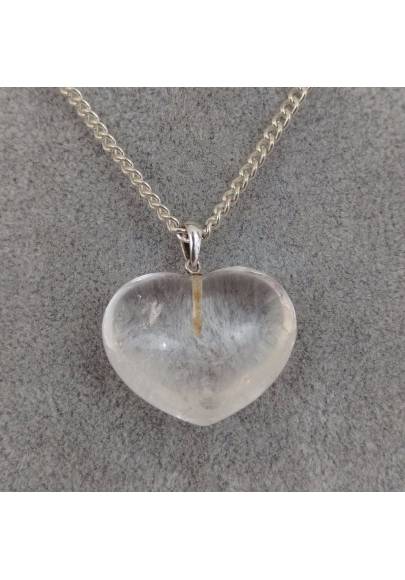 Hyaline Quartz Pendant HEART Sterling Silver 925 AQUARIUS Charm Necklace Charm-1