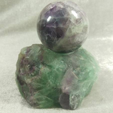 MINERALS * LARGE Rainbow Green / Purple Fluorite + Stand  20% OFF Stone-2