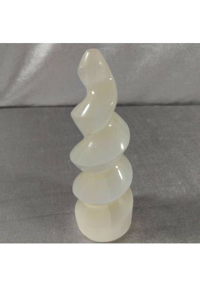 Obelisco in Selenite Spiral Tumbled Stone Crystal Healing Chakra MINERALS Pietre-1