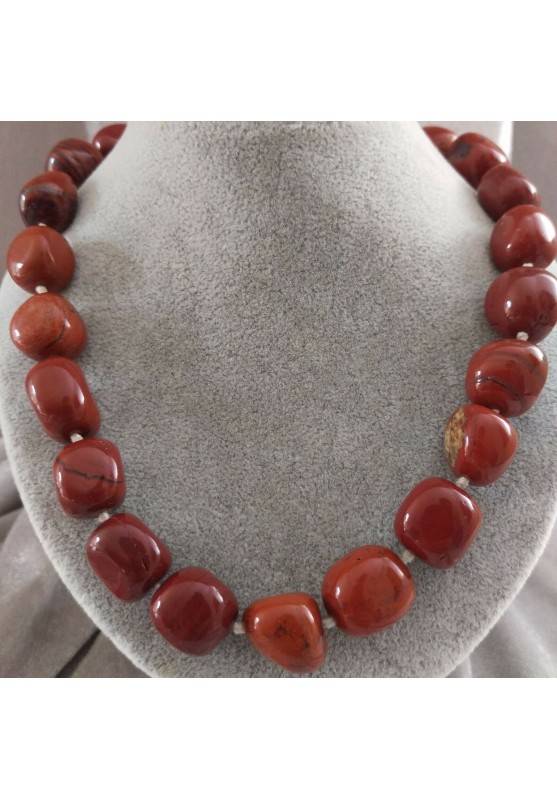 Collar Perlas de Jaspe Rojo Cristaloterapia Chakra Joya Mineral Chakra-1
