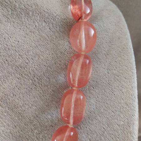 Collana Perle di Quarzo Rosa Burattato Ciondolo Cristalloterapia Gioiello Colore-3