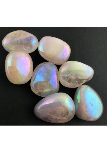 ICe AQUA AURA Rose Quartz LARGE Tumbled Stone Crystal Healing Specimen Chakra-3
