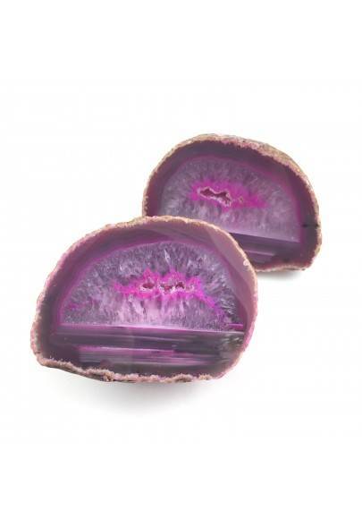 Pink AGATE GEODE Pair Couple Slice Crystal Healing High Quality A+ Purification-1