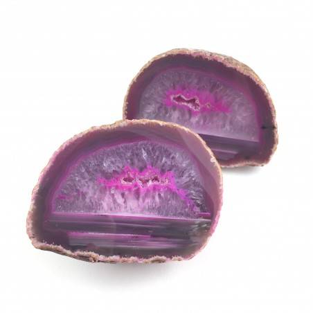 Pink AGATE GEODE Pair Couple Slice Crystal Healing High Quality A+ Purification-1