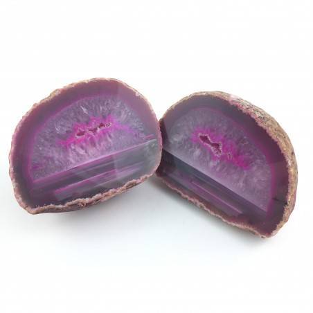 Pink AGATE GEODE Pair Couple Slice Crystal Healing High Quality A+ Purification-2
