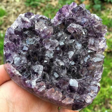 Purple Amethyst Crystal Geode Heart Druzy High Grade A+ LOVE Crystal Healing Minerals-3