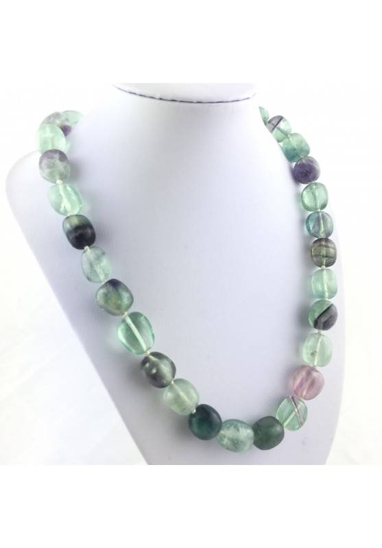 Necklace PEARL in Fluorite Pendant Crystal Healing Chakra Jewel MINERALS A+-1