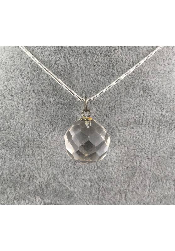 Pendant Special a Faceted Sphere of Hyaline Quartz Jewel Necklace Gift Idea