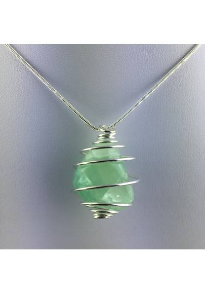 Green Fluorite Pendant - CAPRICORN Zodiac Silver Plated Spiral Necklace A+-1