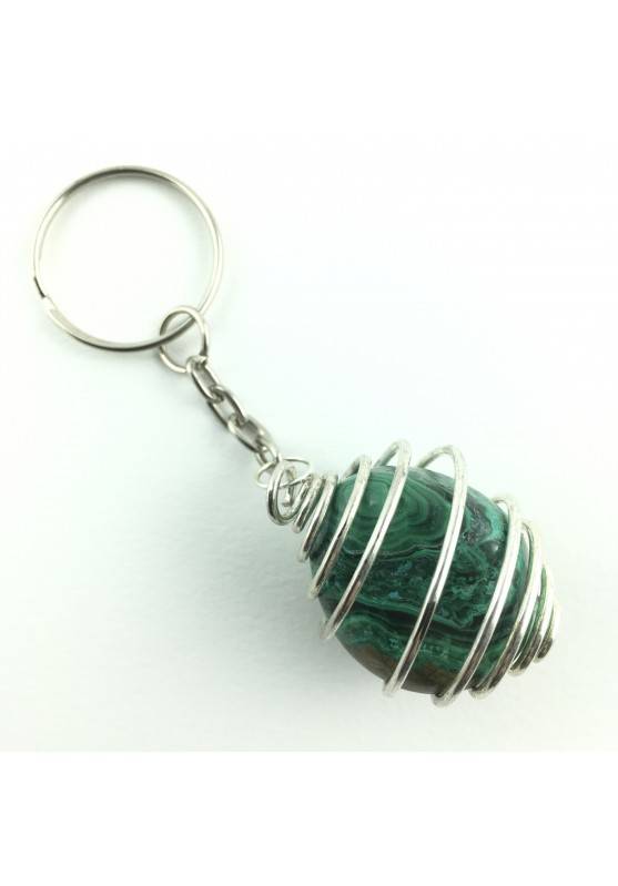keychain Crystal Tumbled Authentic Azurite and Malachite High Quality-1