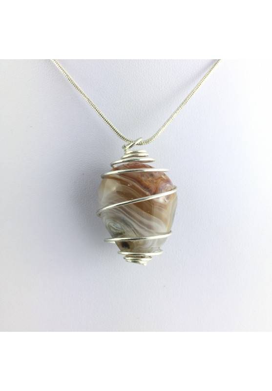 Pendant Minerals Tumbled AGATE Necklace with fossilized water Enhydro-1