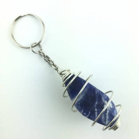 Keychain Sodalite Tumbled Stone MINERALS Crystal Healing High Quality-1