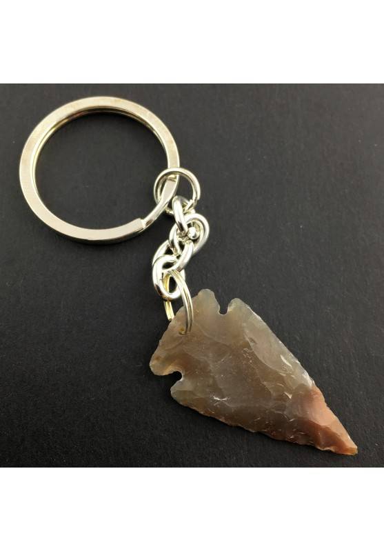 Keychain Flint Arrow Levigata Prehistoric Tumbled Crystal Stone Minerals Crystal Healing-1
