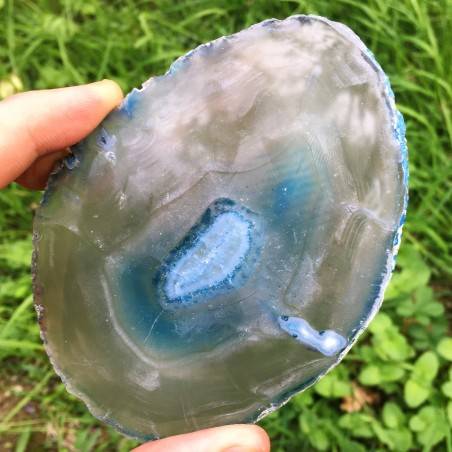 MINERALS * Gorgeous AGATE SLICE transparent Blu Specimen Crystal Healing-3