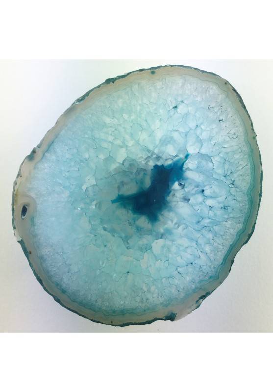 Good Mineral AGATE SLICE Light Blue Specimen Minerals Crystal Healing Furniture-1