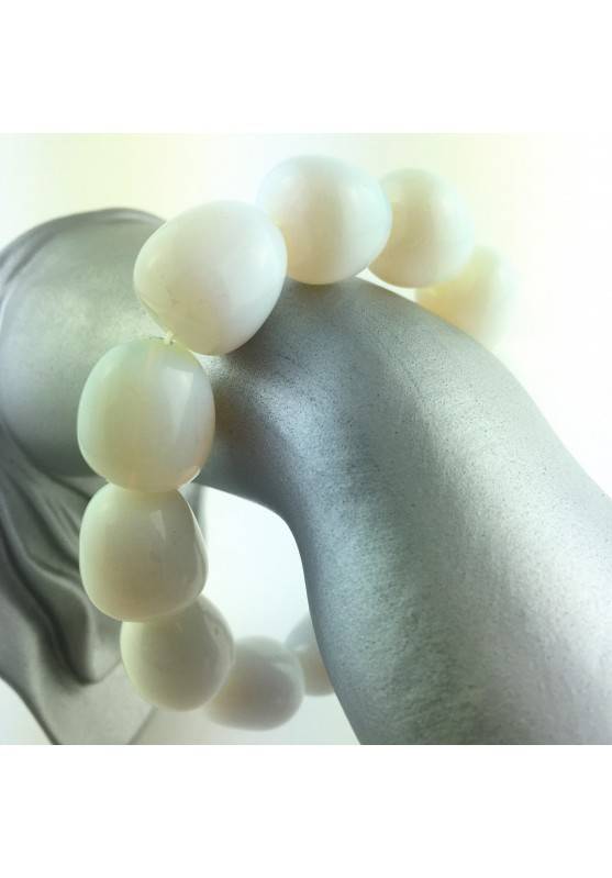 LARGE OPALITE Quartz Tumbled Bracelet MINERALS Chakra Elasticated Natural Beads-2