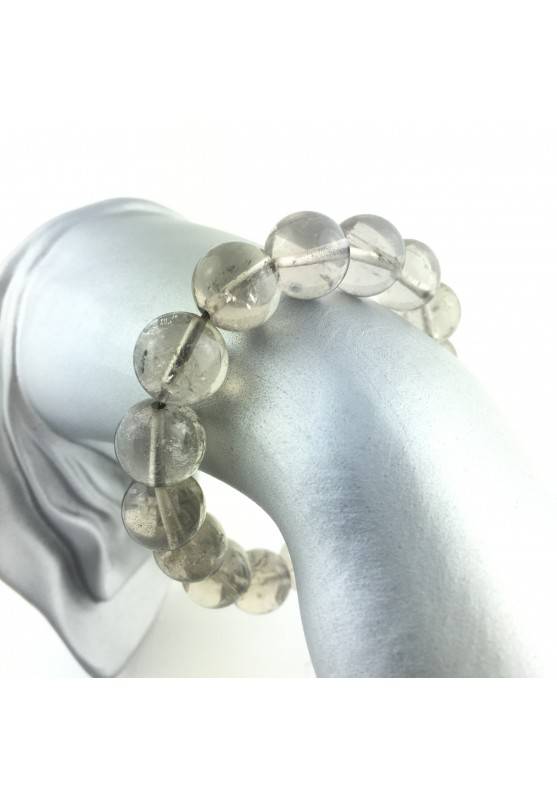 SMOKED QUARTZ Spherical Beads Bracelet 13mm Bead Unisex Jewel Uomo Woman A+-1