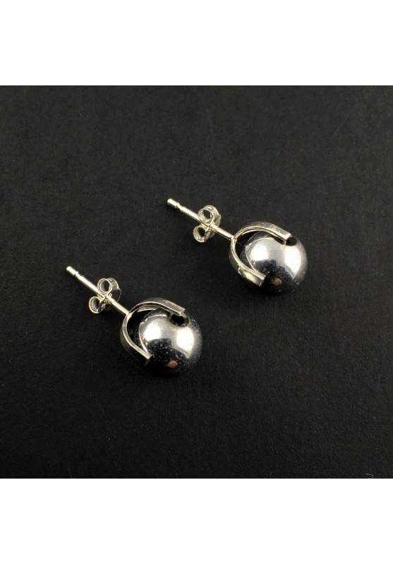 EARRINGS in HEMATITE Silver on Silver 8mm Crystal therapy Chakra Reiki Zen-1