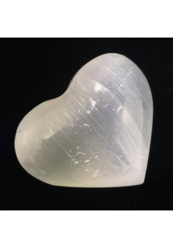 HEART in White Selenite Angel's Stone Minerals Crystal Healing Specimen-1