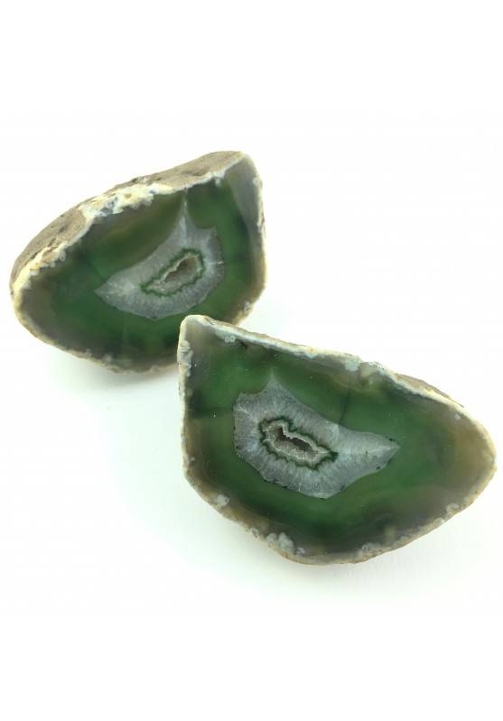 Wonderful Green AGATE GEODE Pair Couple Slice Crystal Healing Home Decor 640gr-1
