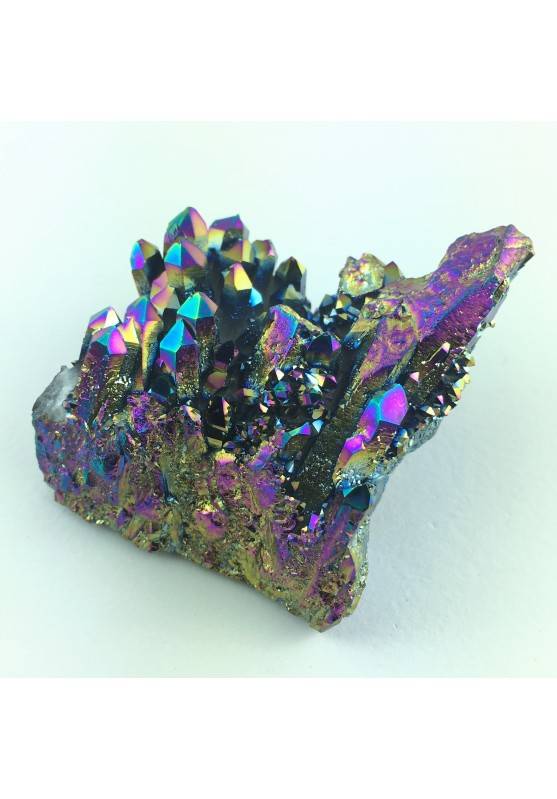 Mineral Drusa de AQUA AURA Arco Iris Cluster Blanco Oro terapia de Cristales A+-1