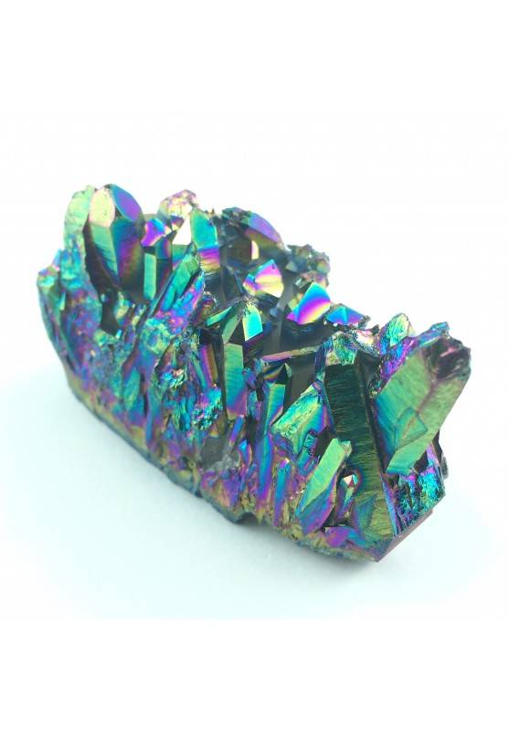 Drusa de AQUA AURA Arco Iris Cluster Blanco Oro Minerales Chakra Zen 96gr A+-1