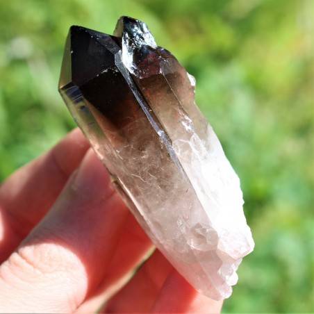 POINT Smokey Quartz Minerals Duble Crystal Healing Chakra Home Decor Reiki Zen-2
