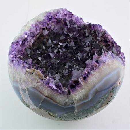 BIG AMETHYST Geode Crystal Sphere Cluster with AGATE Purple Uruguay First Grade Precious-5