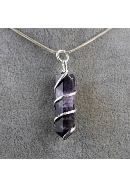 Mineral Pendant Shamanic Amethyst with Spiral Crystal Healing Chakra Reiki Zen A+-1