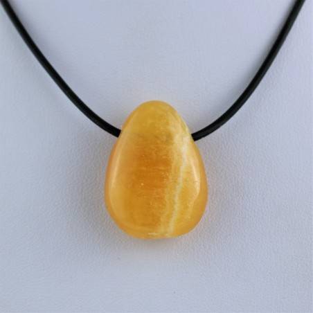 Orange Calcite Pendant crystal bead aragonite gift idea zen charms necklace-1