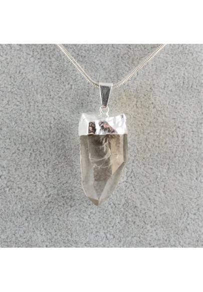 Pendant Hyaline Quartz on Silver Necklace Rock CRYSTAL PURE Point A+ Chakra-2