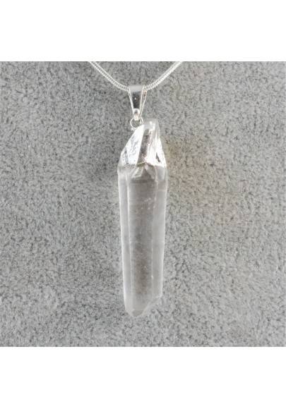 Pendant Hyaline Quartz on Silver Necklace Rock CRYSTAL PURE Point A+ Chakra-1