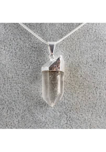 Pendant Hyaline Quartz on Silver Necklace Rock CRYSTAL PURE Point A+ Chakra-4