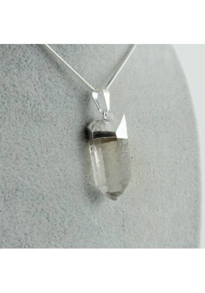 Pendant Hyaline Quartz on Silver Necklace Rock CRYSTAL PURE Point A+ Chakra-5