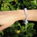 Bracelet BLUE CHALCEDONY Chips Crystal Healing Chakra Reiki Zen 11g A+-5