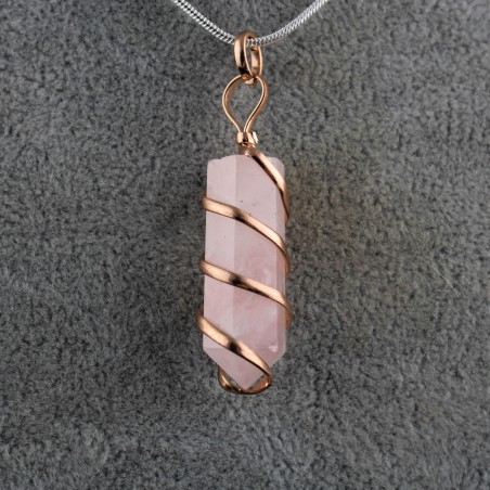 Copper Spiral Rose Quartz Pendant Crystal Healing MINERALS Tumbled Stone Chakra-3