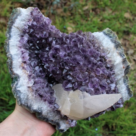 Minerals Druzy Amethyst Geode with calcite Natural Rough Home Decore 3473g-1