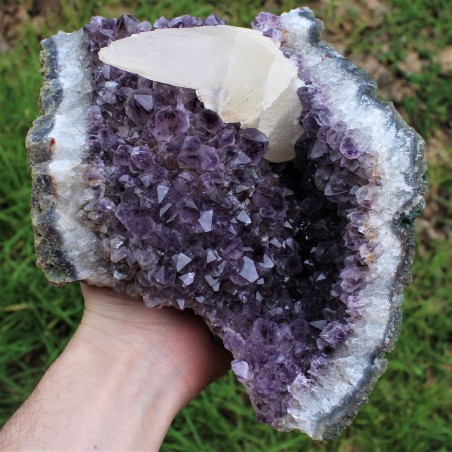 Minerals Druzy Amethyst Geode with calcite Natural Rough Home Decore 3473g-3