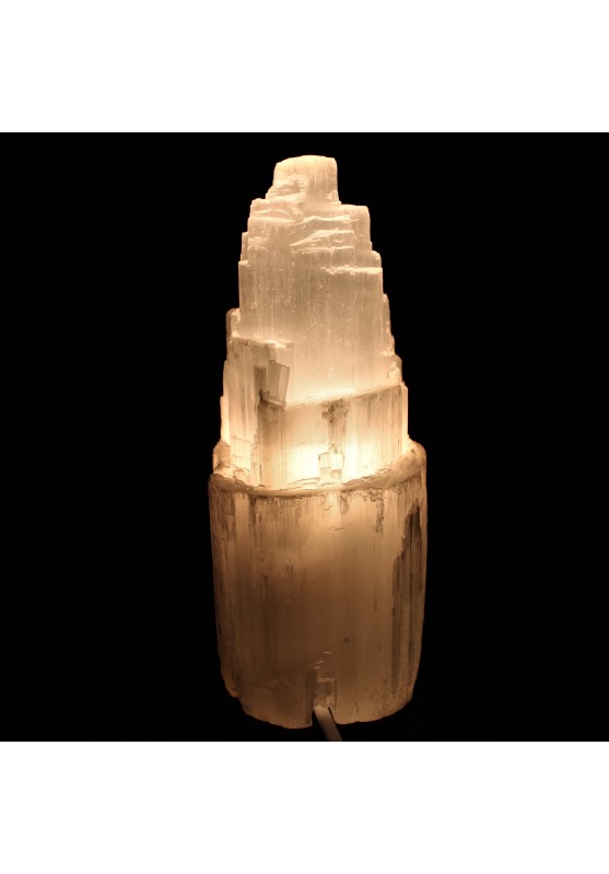 Lámpara TOWER de selenita cruda de alta calidad - Minerales meubles-chakra-9