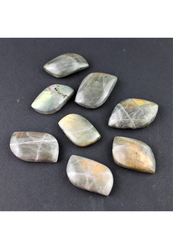 Cabochon Natural Labradorite Leaf Minerals Crystal Healing Macrame Jewelry-1