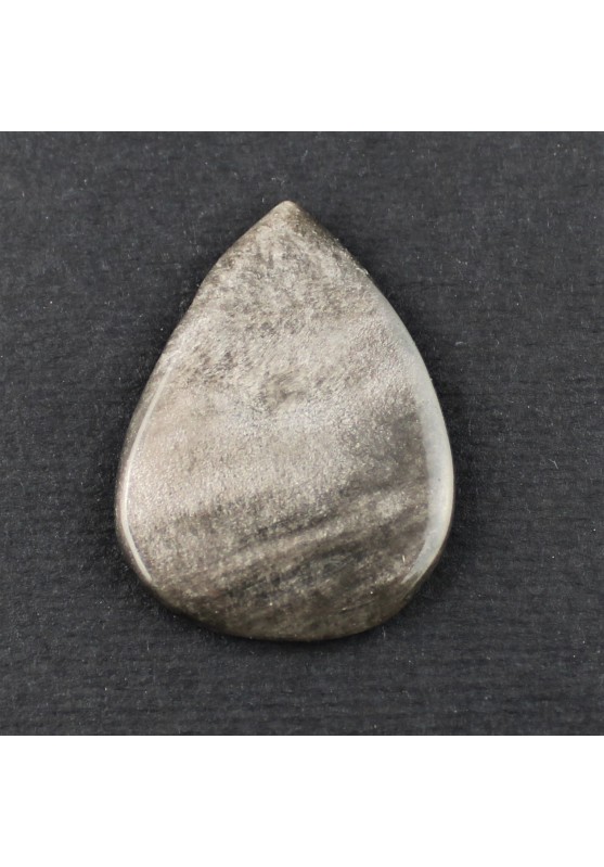 Cabochon Silver obsidian Flat drop Tumbled Silver Macrame Jewels-1