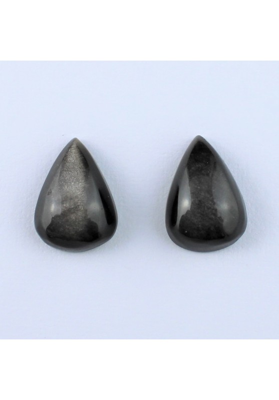 Cabujon obsidiana de plata pequeña gota caído Plata Macramé Joyas zen-1