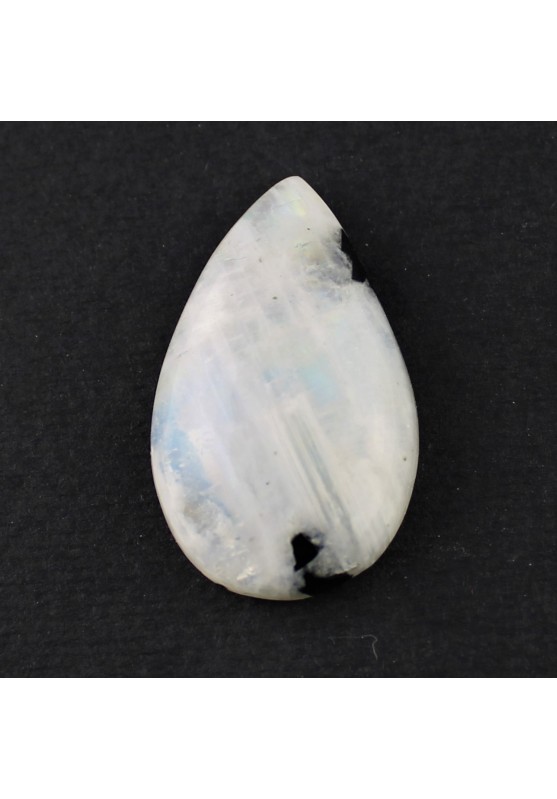 White Labradorite Cabochon Drop Rainbow Moonstone Macrame Jewelry Pendant-1