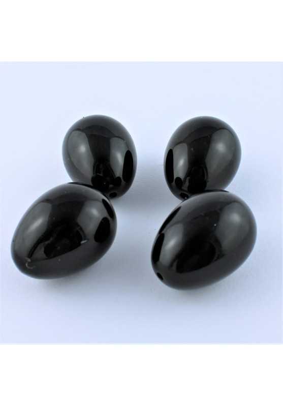 Huevo yoni obsidiana negra Natural perforado Los ejercicios de Kegel Piedra Masaje Oval-1