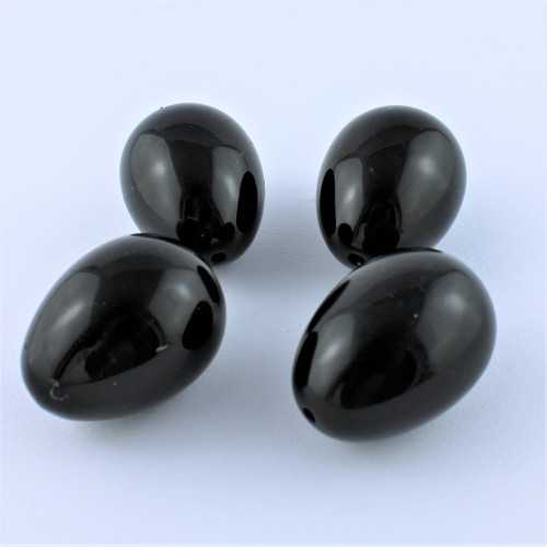 Huevo yoni obsidiana negra Natural perforado Los ejercicios de Kegel Piedra Masaje Oval-1