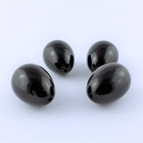 Huevo yoni obsidiana negra Natural perforado Los ejercicios de Kegel Piedra Masaje Oval-2