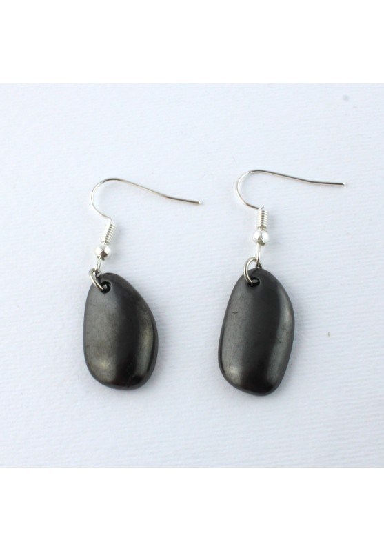Tumbled Shungite earrings Minerals Crystal therapy Protection Coal-1