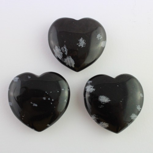HEART in Snow Obsidian Massage LOVE Crystal Healing Chakra Reiki