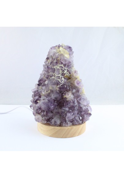 Purple Amethyst Geode Lamp with CALCITE Crystal from Uruguay-1